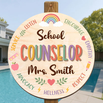 Personalized School Counselor Wood Sign personalization view for Teacher