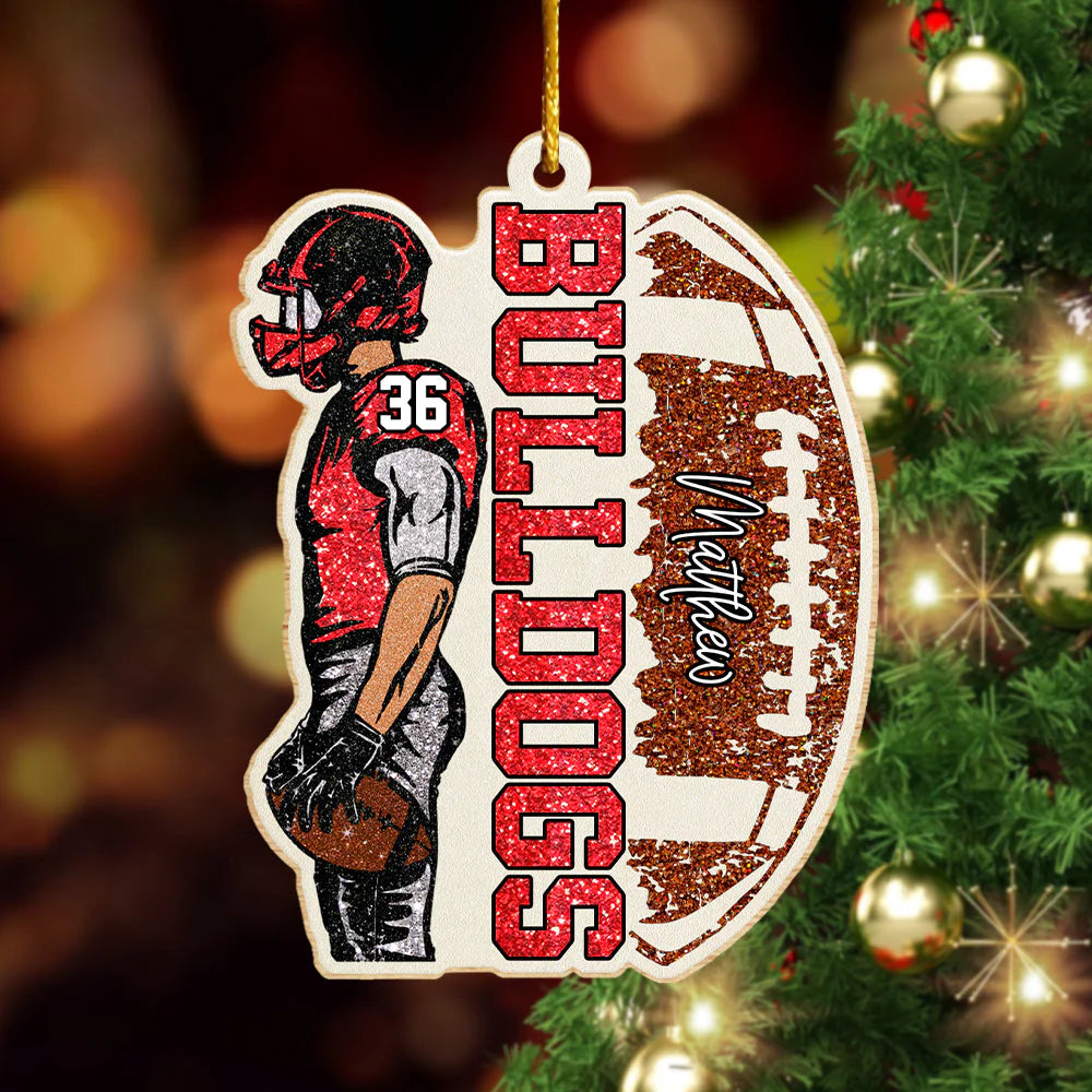 Custom Wooden Football Ornament for Son/Grandson with personalized design details for meaningful gifting image 6