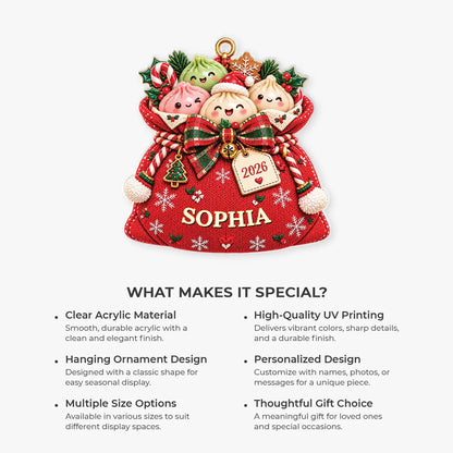 Cute Dumpling Sack Personalized Christmas Acrylic Ornament - Custom Gift for Kids and Family