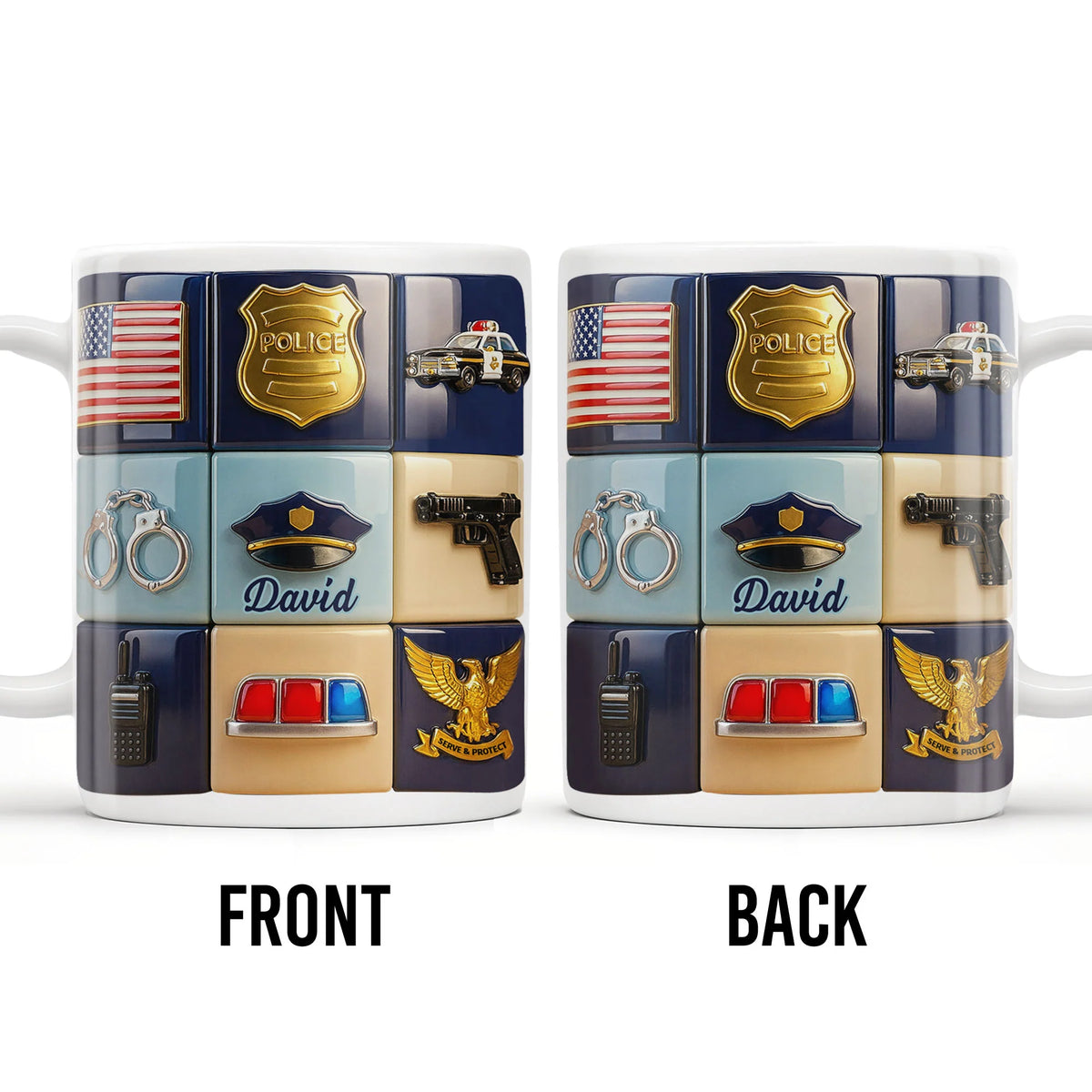 Serve & Protect Personalized Police Officer Mug for Dad - Custom Law Enforcement Gift