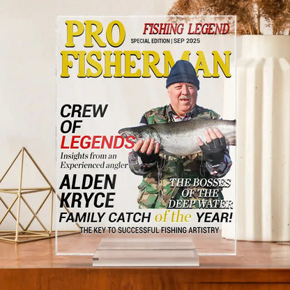 Pro Fisherman Magazine Custom Photo Acrylic Plaque - Personalized Fishing Legend Gift