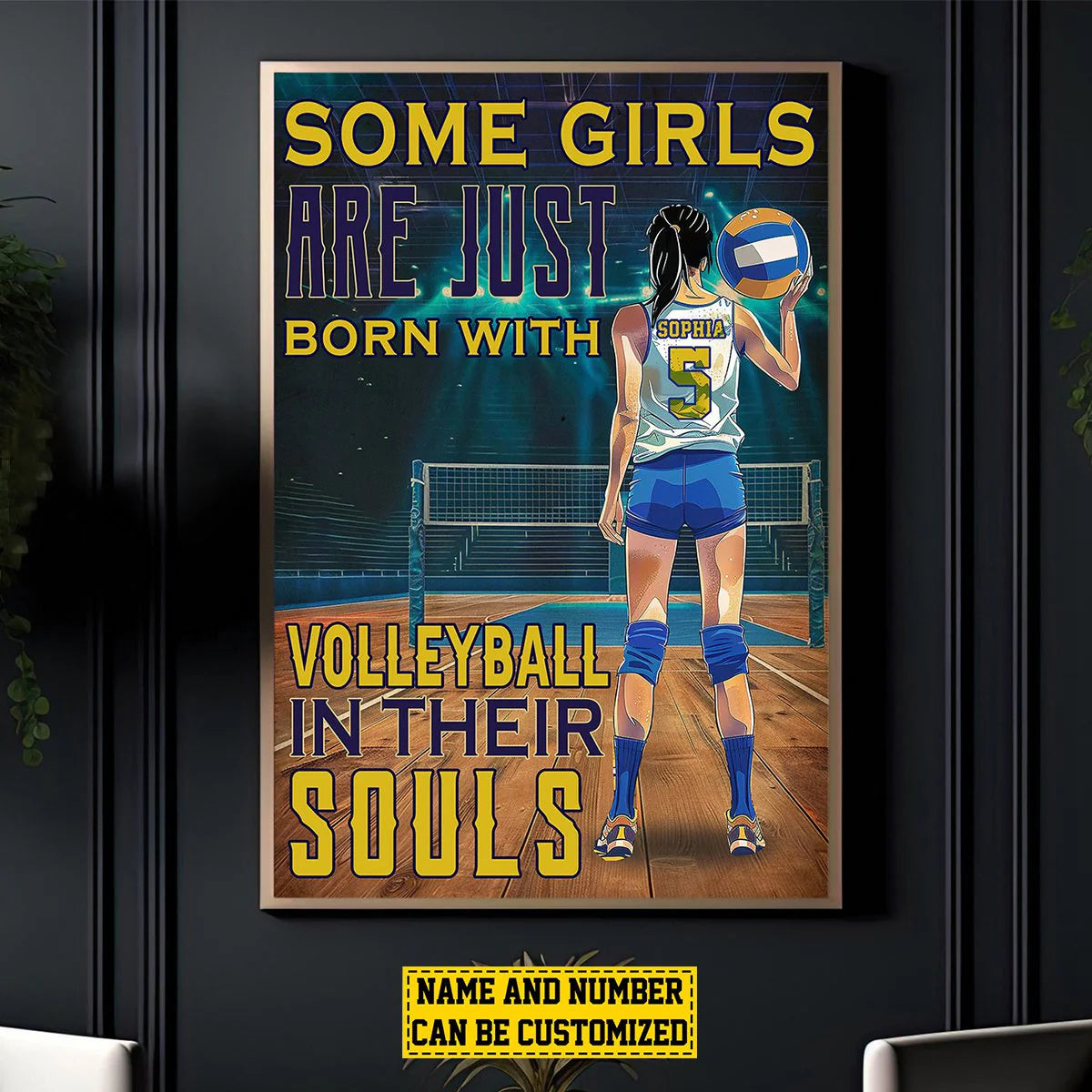 Canvas / Poster material and size view - Personalized Volleyball Poster