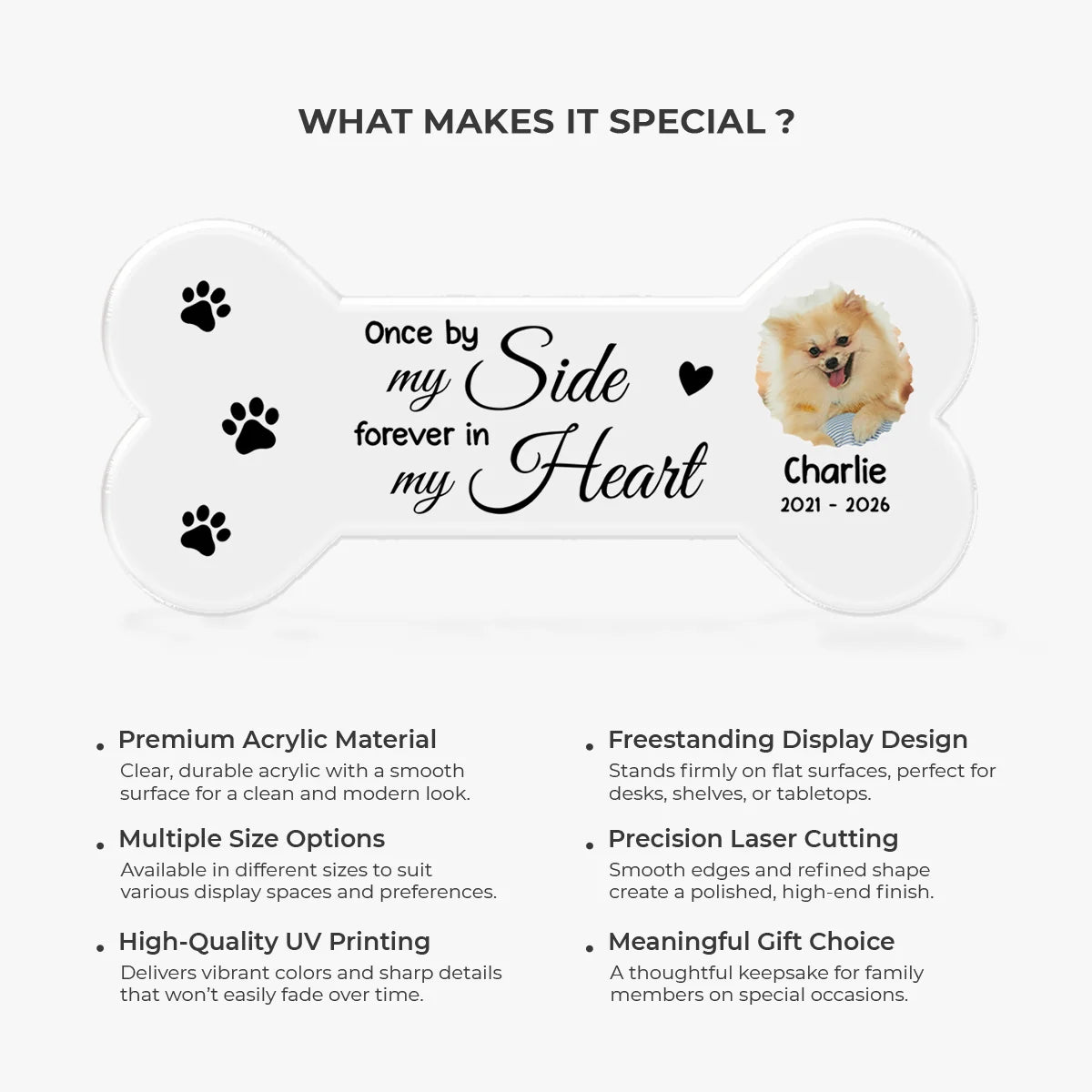 Once By My Side Custom Pet Loss Memorial Acrylic Plaque - Personalized Dog Loss Keepsake