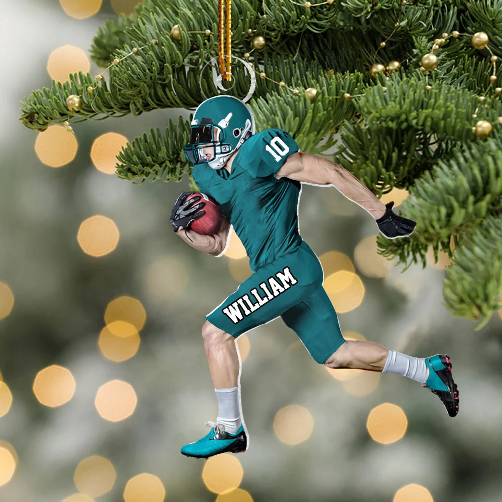 Personalized American Football Ornament, Football Players Running Ornament HH0511 Li29