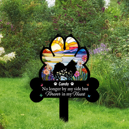 Paw Prints Forever on Our Hearts - Personalized Garden Stake Pet Memorial Gift