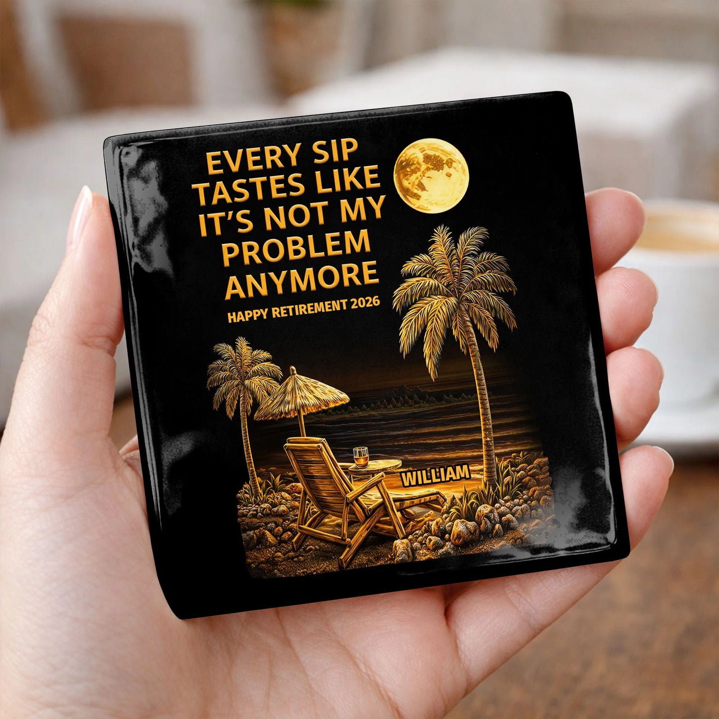 Personalized Retirement Ceramic Coaster personalization view for Coworker / Boss