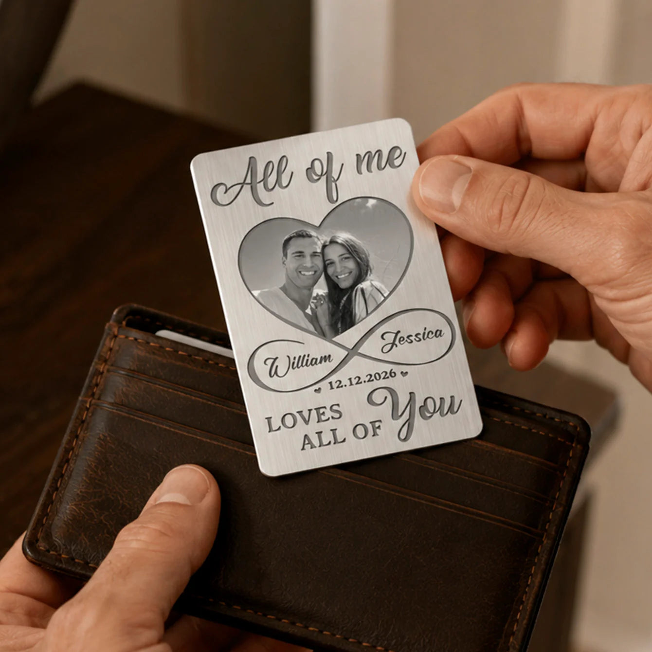 Custom Photo Wallet Card for Wife with personalized design details for meaningful gifting image 6
