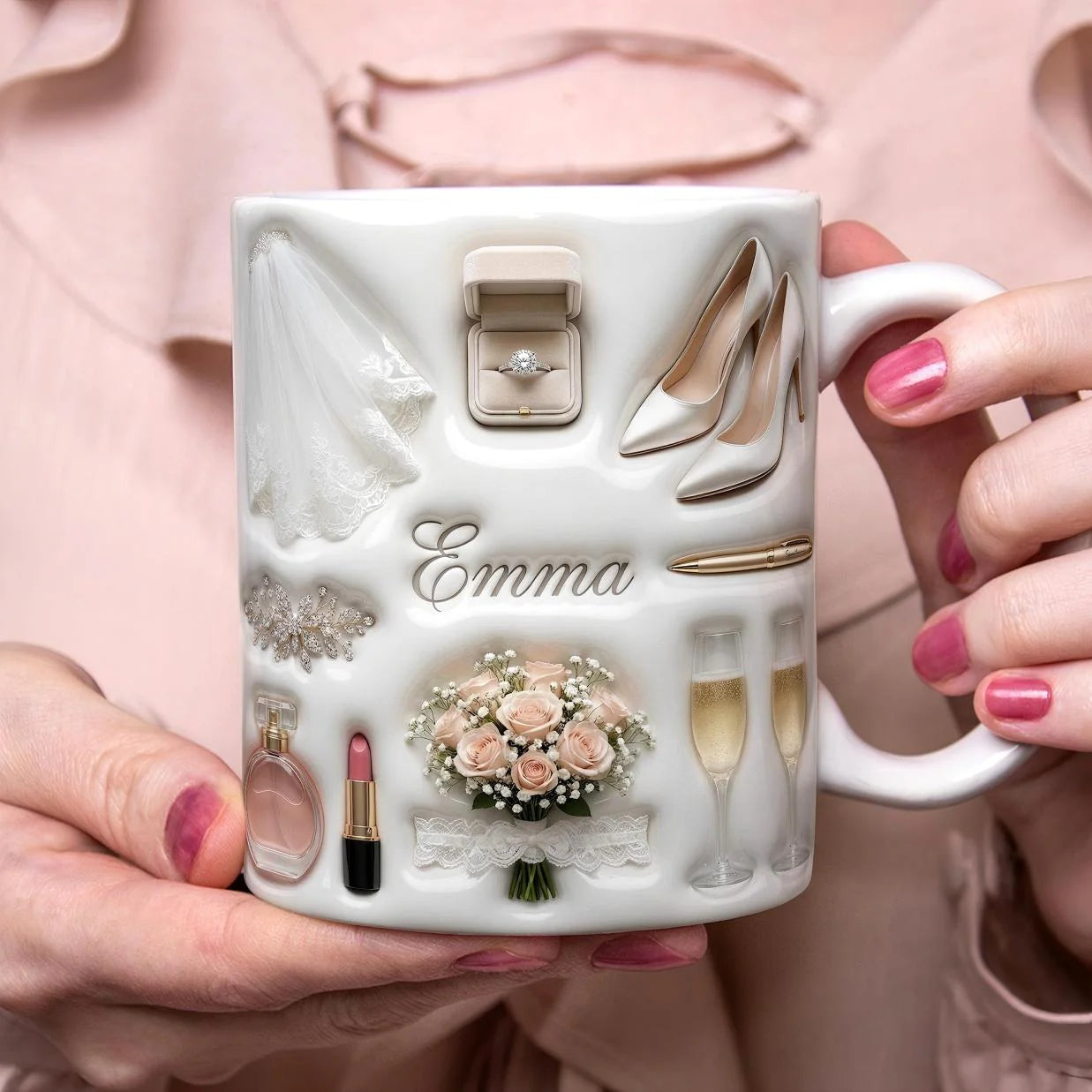 Custom 3D Bride Mug for Wife with personalized design details for meaningful gifting