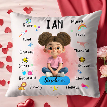 I Am Brave Kind Beautiful, Positive Affirmations Pillow