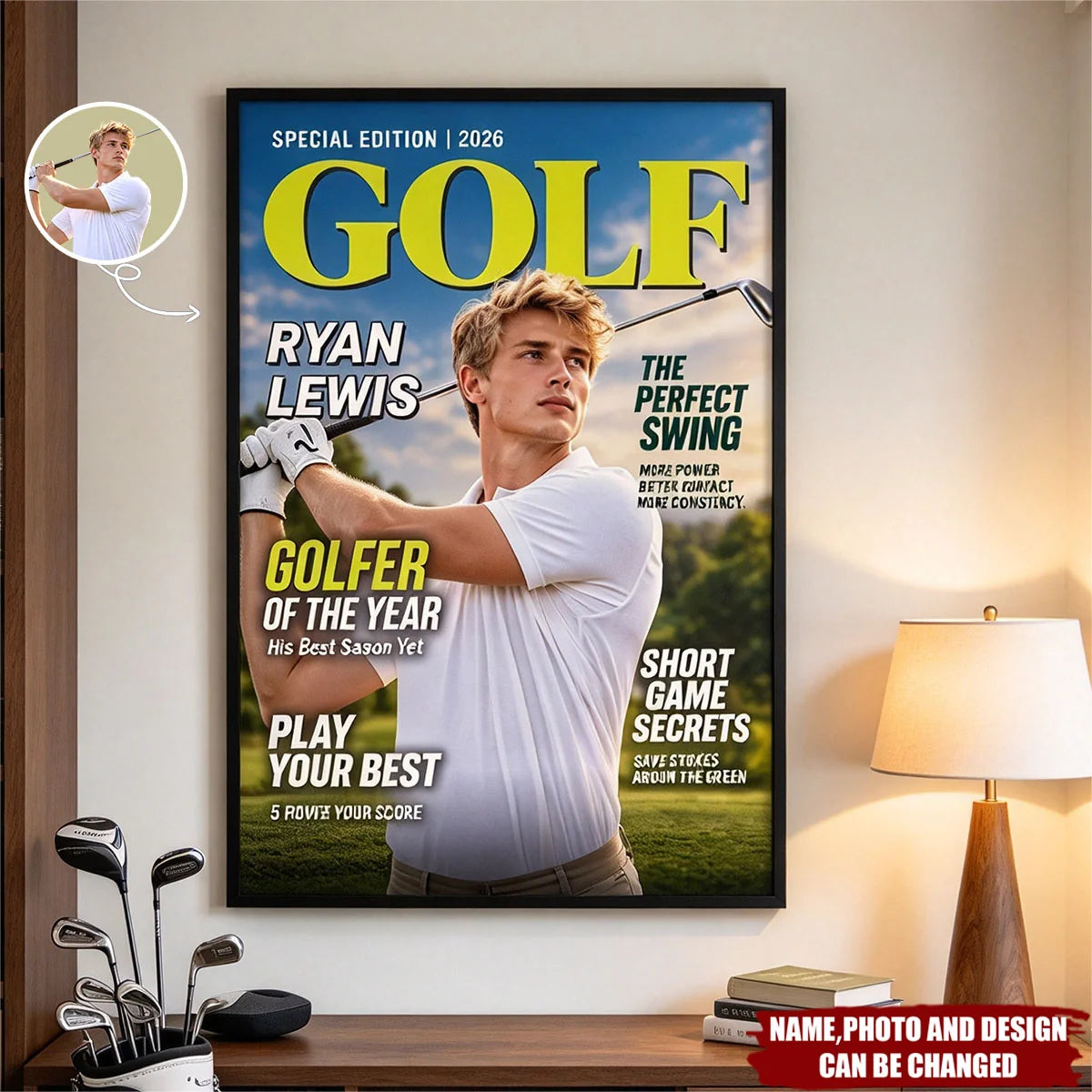 Golfer of the Year Custom Photo Canvas / Poster - Personalized Golf Wall Art for Dad