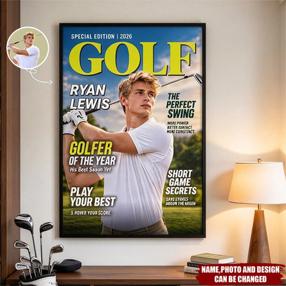 Golfer of the Year Custom Photo Canvas / Poster - Personalized Golf Wall Art for Dad