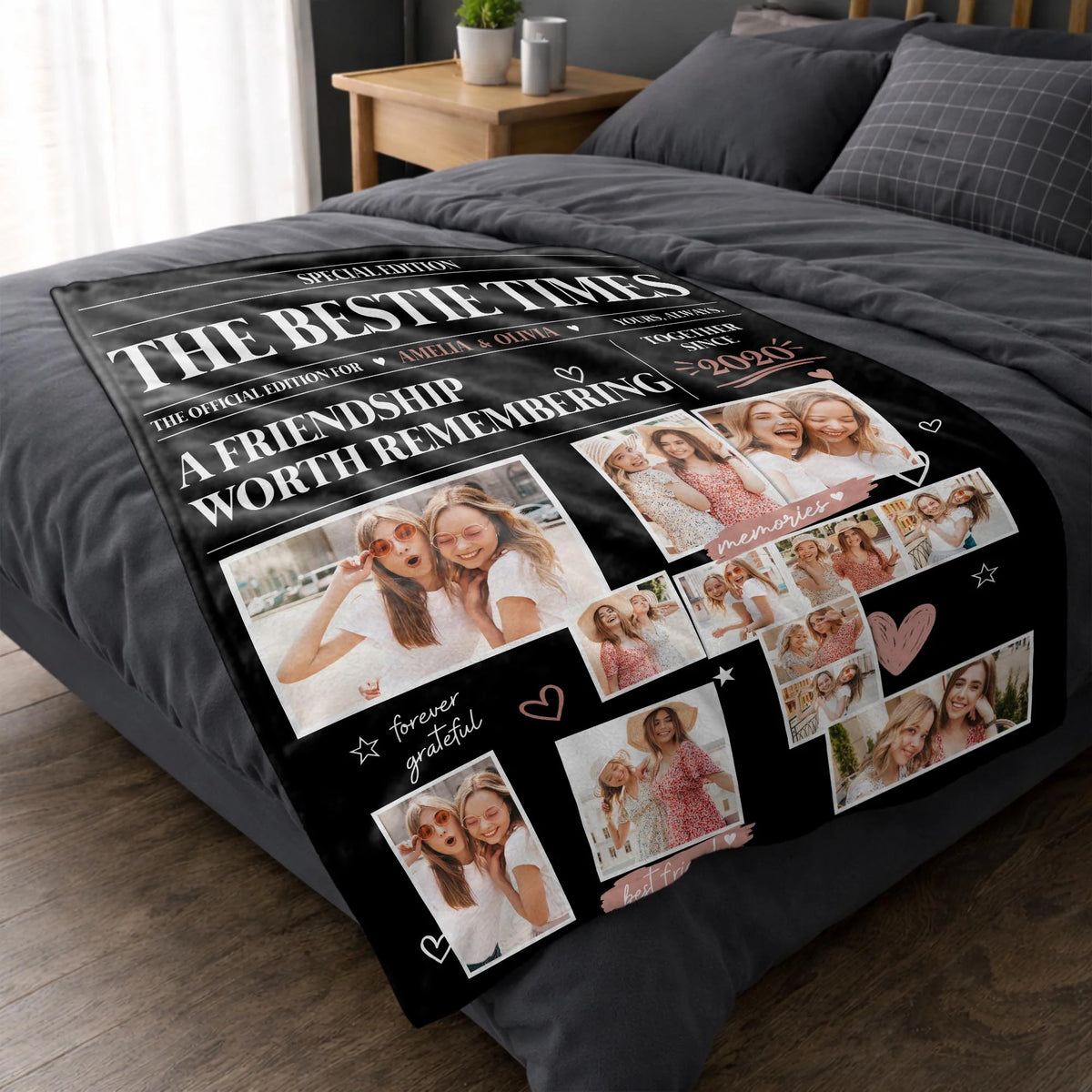 The Bestie Times A Friendship Worth Remembering Personalized Photo Blanket - Custom Bestie Gift for Best Friends