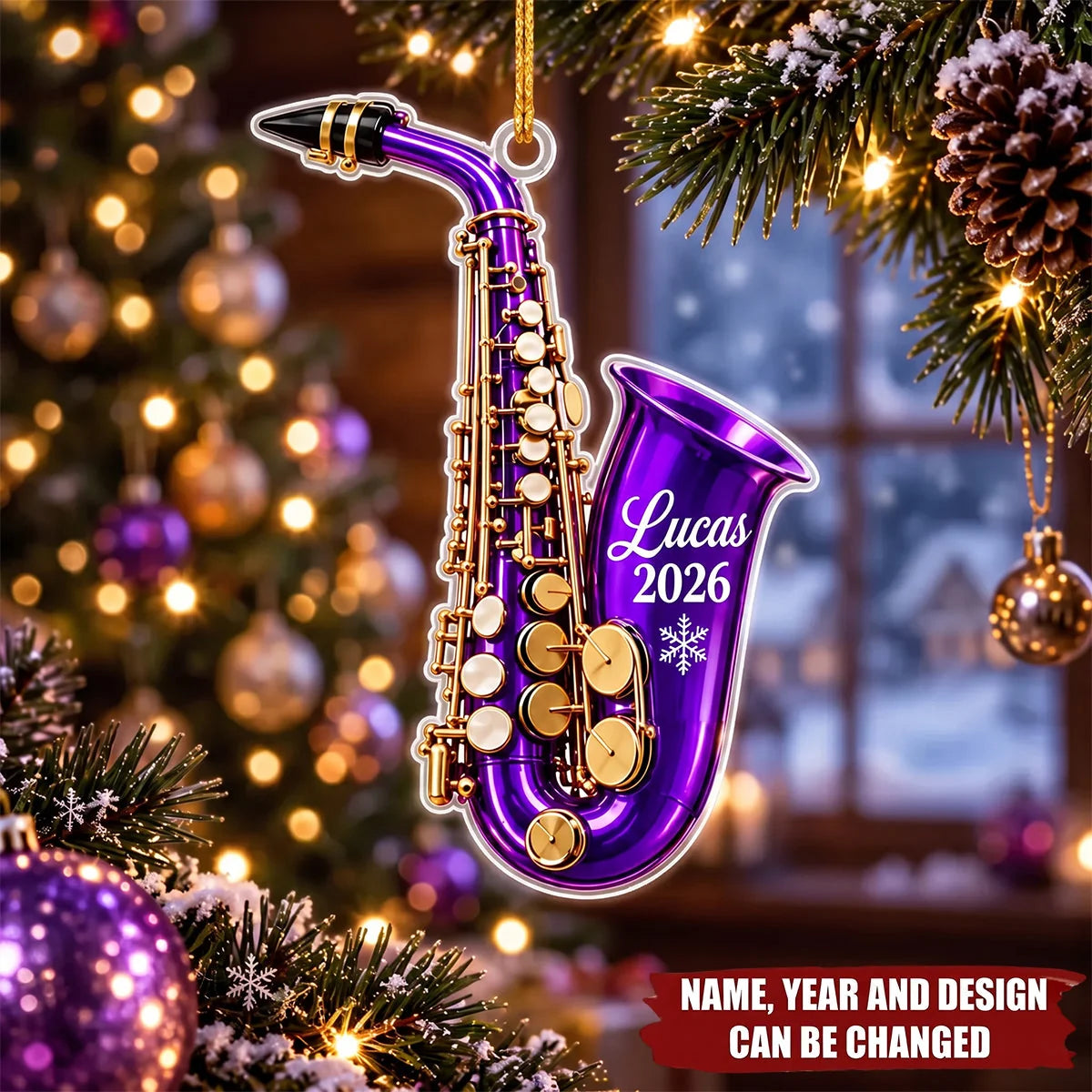 Personalized Saxophone Ornament - Custom Musician Keepsake Christmas Gift for Son Daughter Teacher