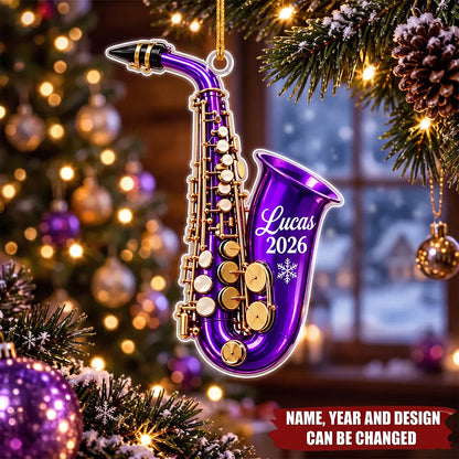Personalized Saxophone Ornament - Custom Musician Keepsake Christmas Gift for Son Daughter Teacher