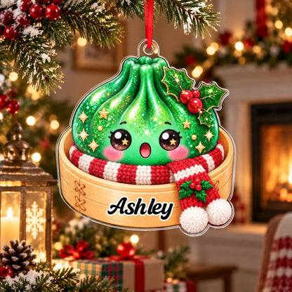 Cozy Steamer Custom Soup Dumpling Acrylic Ornament - Personalized Christmas Keepsake for Kids and Best Friends