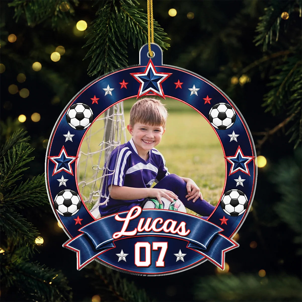Custom Sports Photo Acrylic Ornament - Personalized Athlete Keepsake with Name & Number for Kids