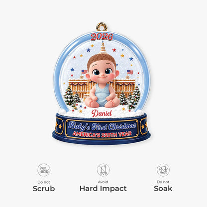 Baby's First Christmas America's 250th Year - Personalized Acrylic Ornament for Newborn Keepsake