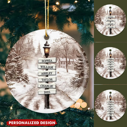 Retro Street Lamp Personalized Ceramic Ornament - Custom Christmas Keepsake Gift for Family