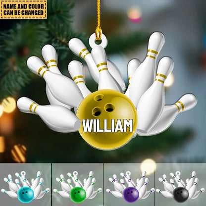 Strike Custom Name Acrylic Ornament - Personalized Christmas Tree Decor for Bowling Lovers