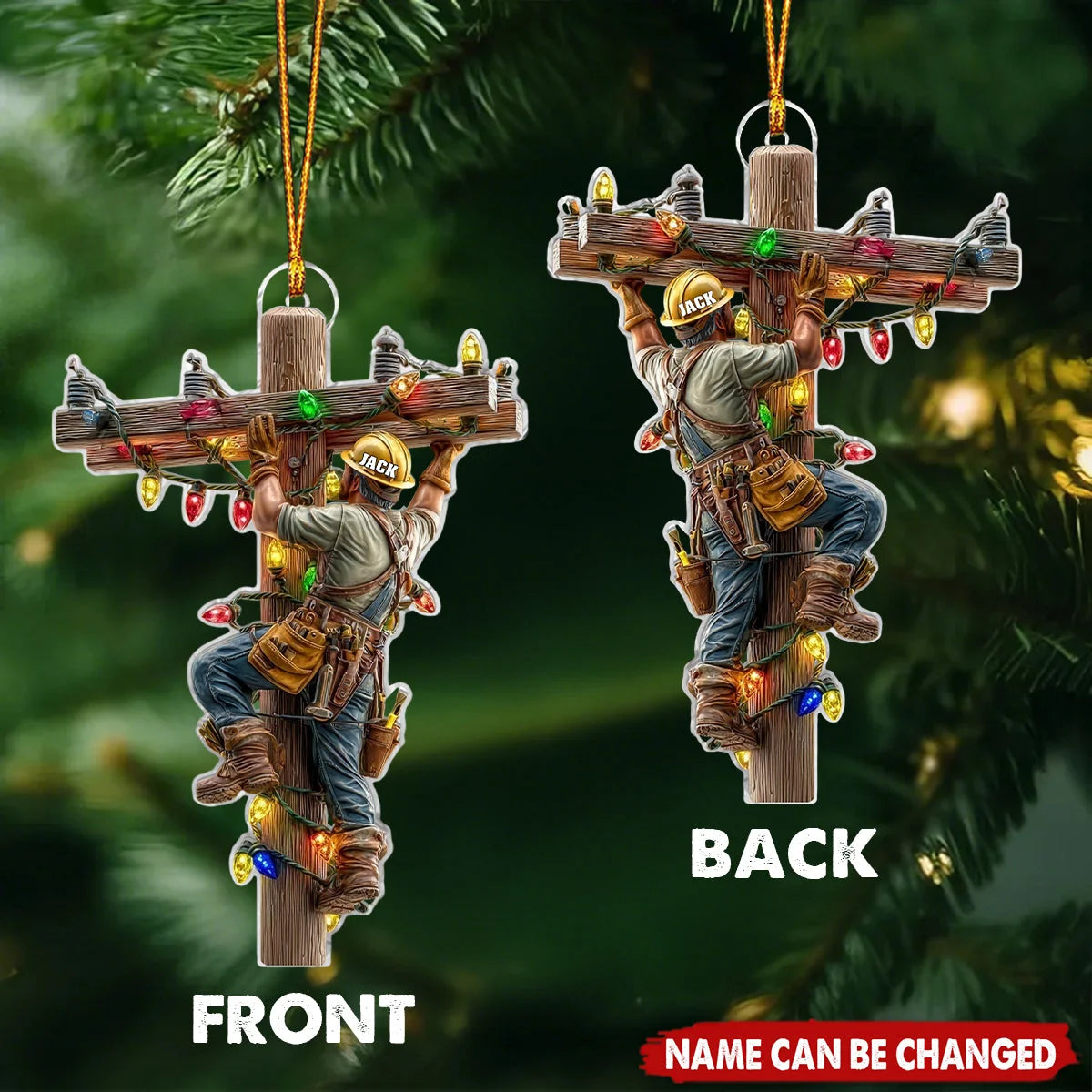 "Keeping The Lights On" Personalized Lineman Ornament - Custom Christmas Gift for Linemen