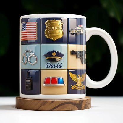 Serve & Protect Personalized Police Officer Mug for Dad - Custom Law Enforcement Gift