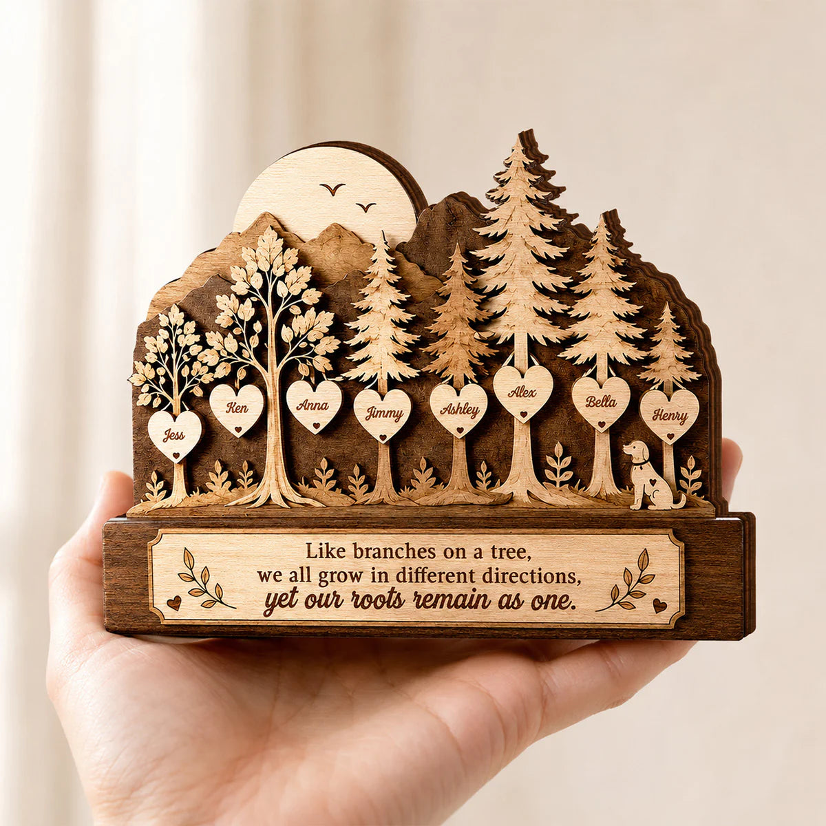 Plaque material and size view - Custom Family Tree Wooden Plaque