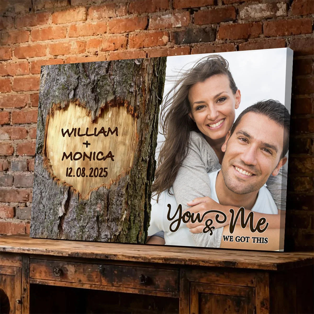 You & Me We Got This Personalized Couple Canvas / Poster - Custom Tree Carving Print for Anniversary