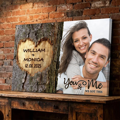 You & Me We Got This Personalized Couple Canvas / Poster - Custom Tree Carving Print for Anniversary