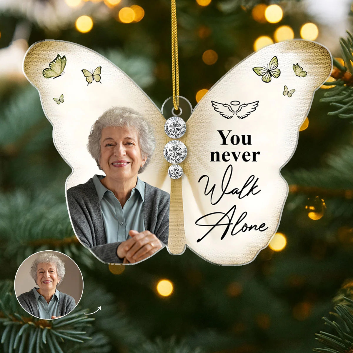 "Forever in My Heart" Personalized Memorial Photo Acrylic Ornament - Custom Family Christmas Remembrance Gift
