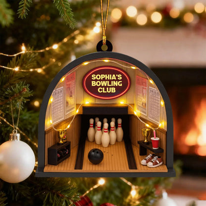 Custom Bowling Club Name Wooden Ornament - Personalized Holiday Keepsake for Bowlers
