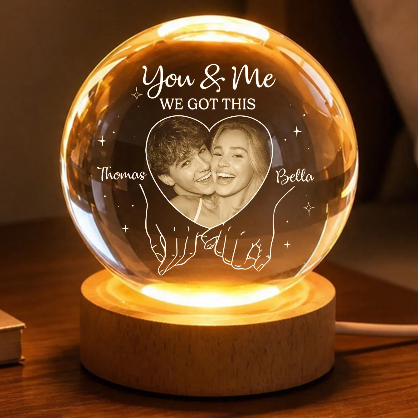 Night Light material and size view - Custom Photo Crystal Ball