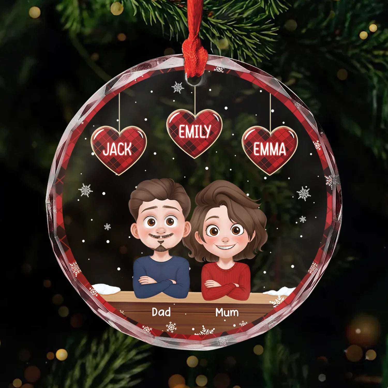 Personalized Family Glass Christmas Ornament - Custom Holiday Keepsake