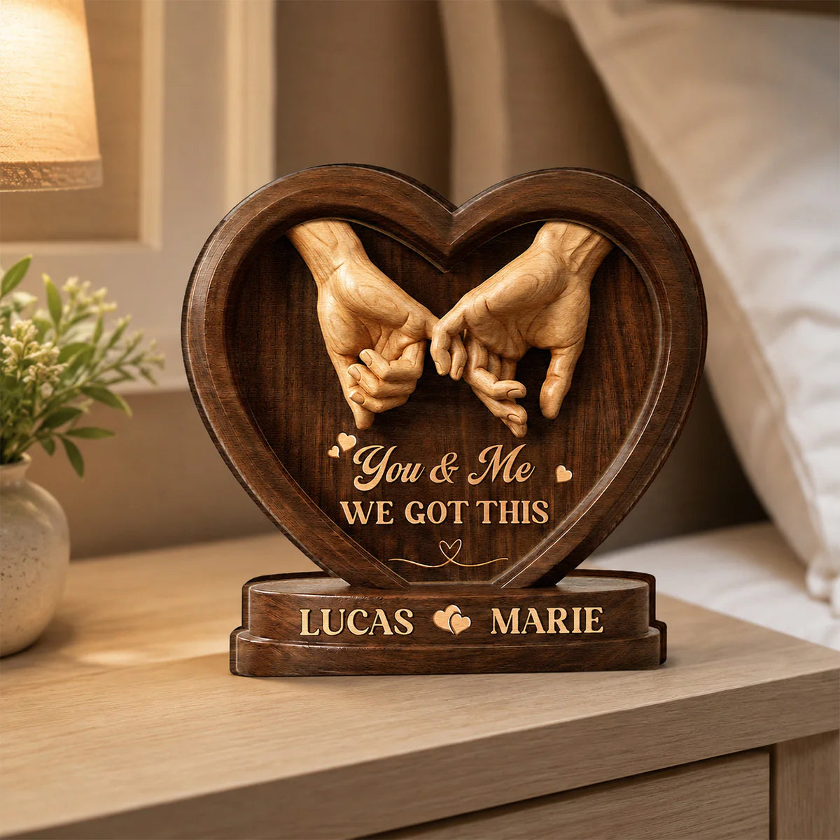 Custom Couples Wooden Plaque for Wife with personalized design details for meaningful gifting image 6