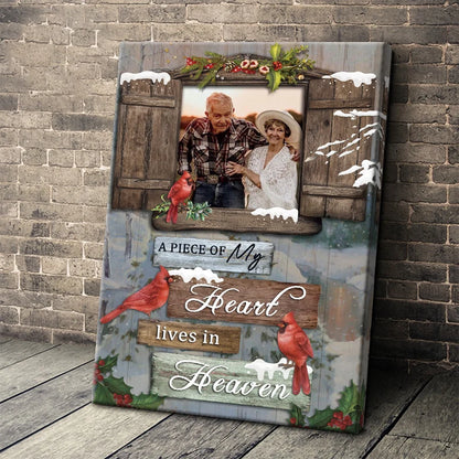 "A Piece Of My Heart Lives In Heaven" Custom Photo Memorial Canvas / Poster - Custom Wall Art for Family Sympathy Keepsake