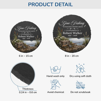 Gone Fishing In Peaceful Waters Above - Personalized Fishing Memorial Garden Stone
