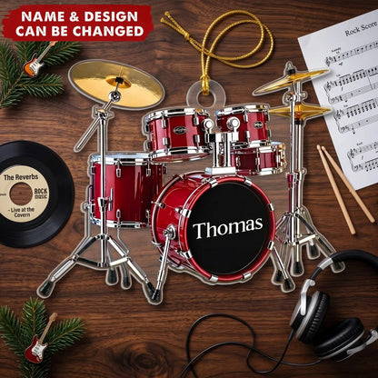 Born To Drum Personalized Acrylic Ornament - Custom Drummer Christmas Keepsake Gift