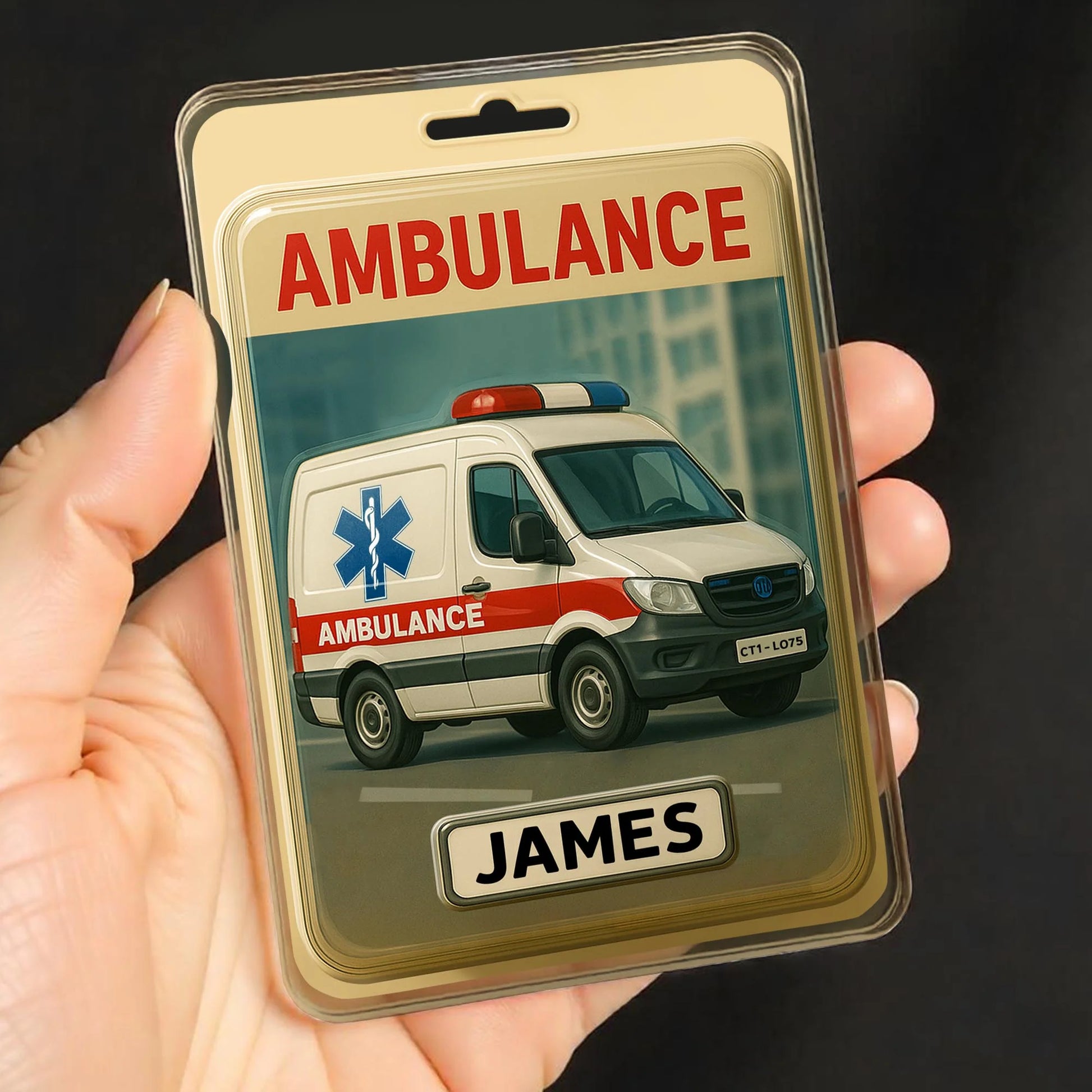 Custom ambulance plaque personalized with name James, freestanding acrylic keepsake sign for EMTs. image 9