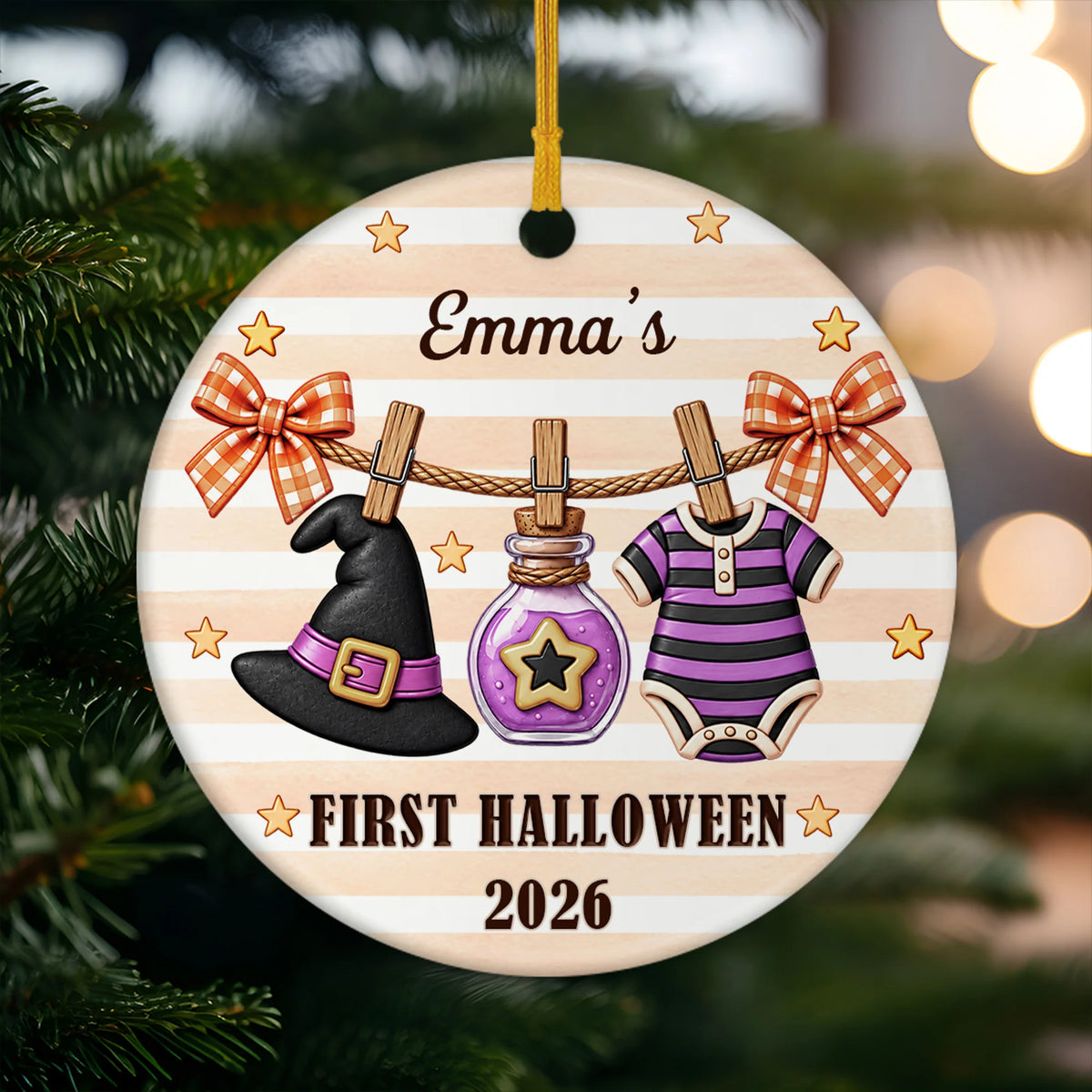 First Halloween Personalized Ceramic Ornament - Custom Baby Keepsake Gift