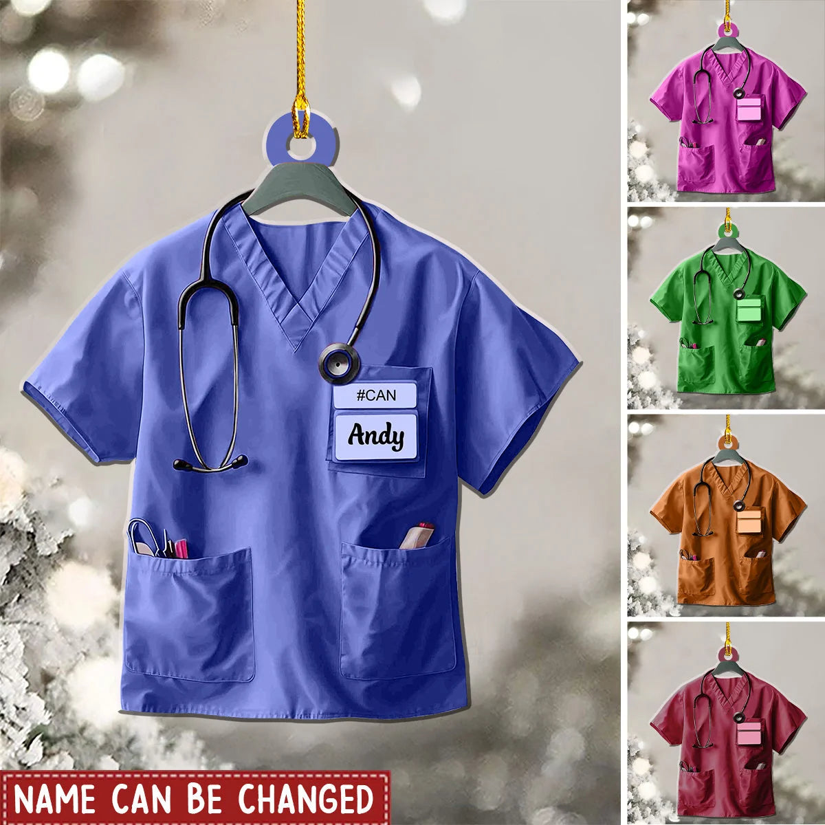 Personalized Nurse Scrub Uniform Acrylic Ornament - Custom Name Christmas Keepsake Gift for Nurses