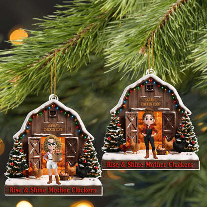 "Rise & Shine Mother Cluckers" Personalized Acrylic Ornament - Custom Christmas Gift for Chicken Lovers