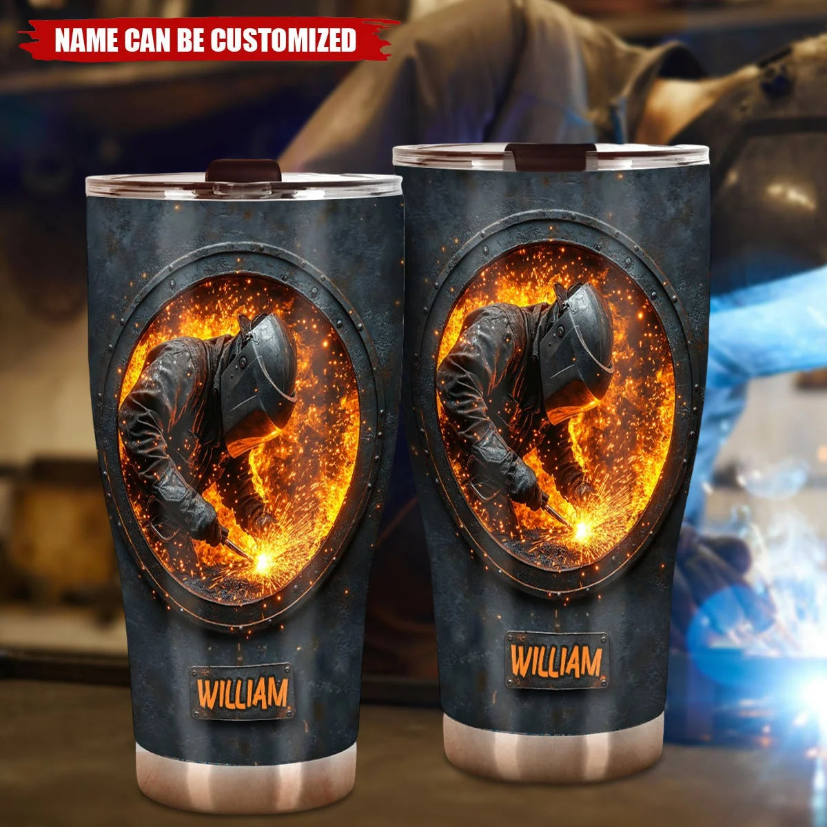 Personalized Welder Tumbler - Custom Name Gift for Welder Man