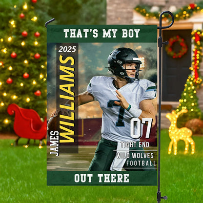 Personalized football garden flag with custom player photo print - unique sports gift for football mom image 6