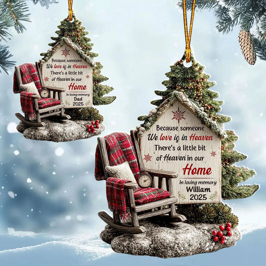Someone We Love Is In Heaven Personalized Acrylic Ornament - Custom Christmas Memorial Keepsake for Family