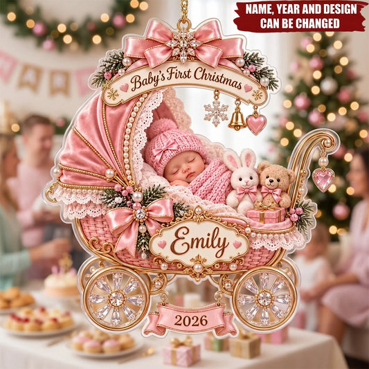 "Baby's First Christmas" Personalized Acrylic Ornament - Custom Holiday Keepsake for Newborn