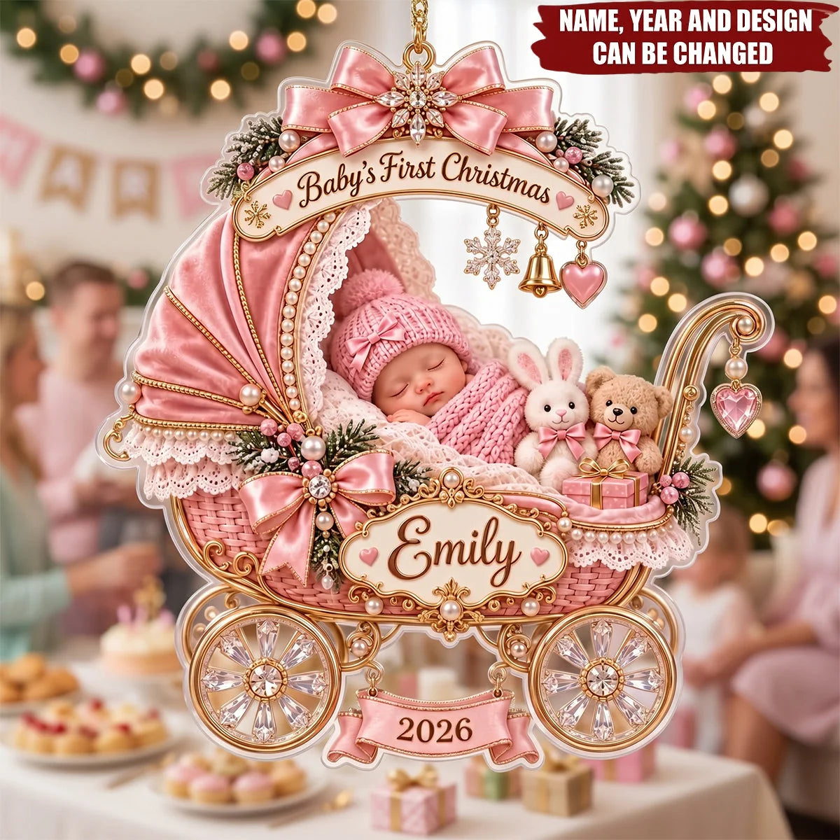 "Baby's First Christmas" Personalized Acrylic Ornament - Custom Holiday Keepsake for Newborn
