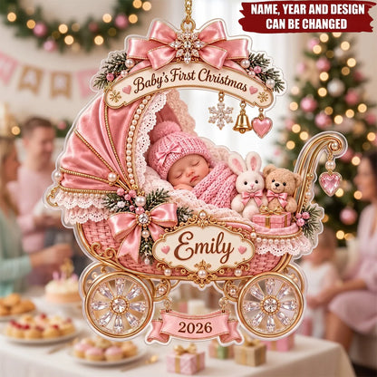"Baby's First Christmas" Personalized Acrylic Ornament - Custom Holiday Keepsake for Newborn