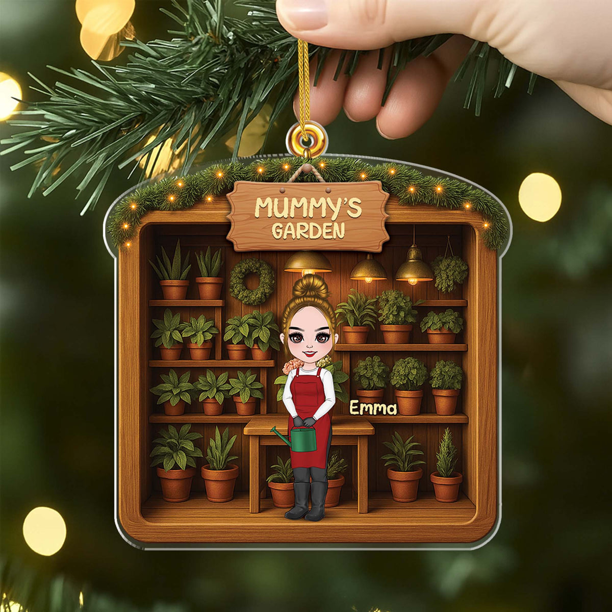 Granny's Garden Personalized Acrylic Ornament - Custom Christmas Keepsake for Grandma