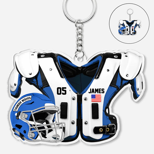 Custom Football Keychain for Son/Grandson with personalized design details for meaningful gifting