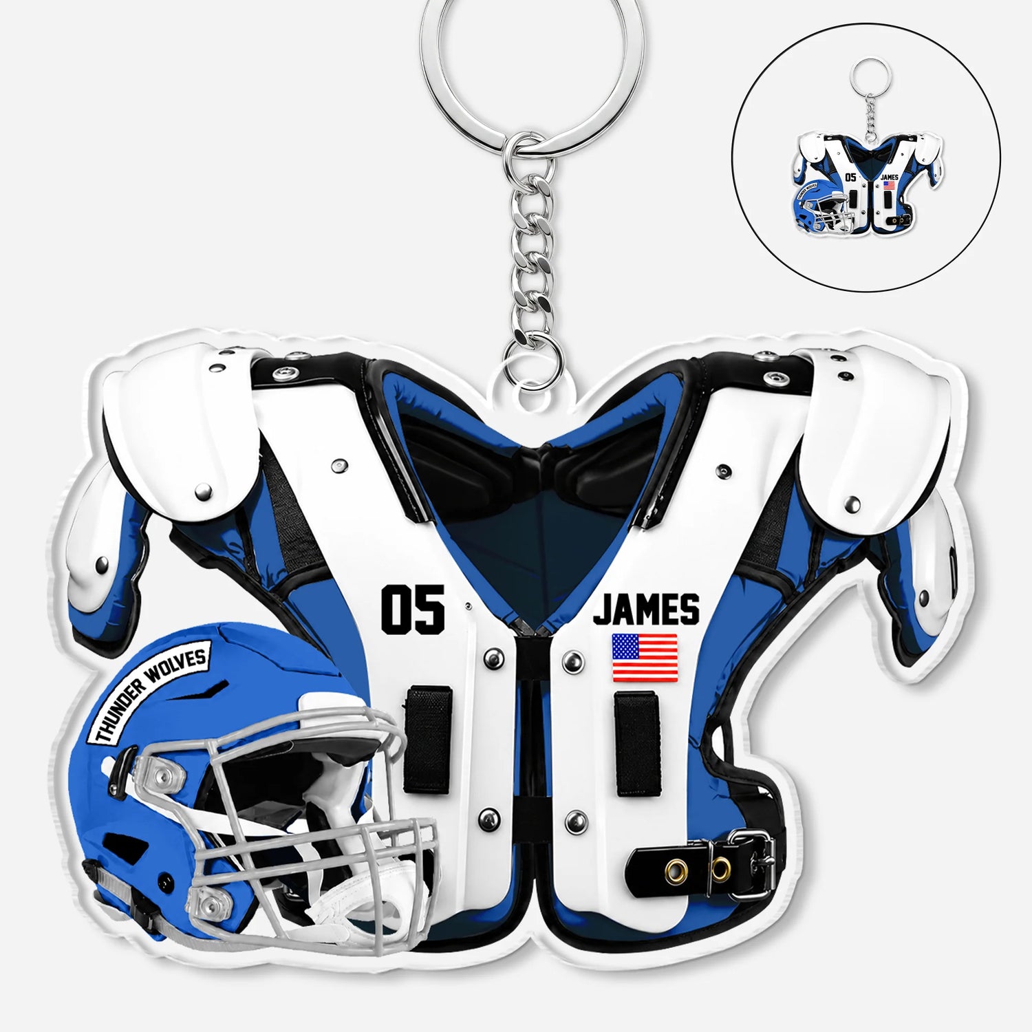 Custom Football Keychain for Son/Grandson with personalized design details for meaningful gifting