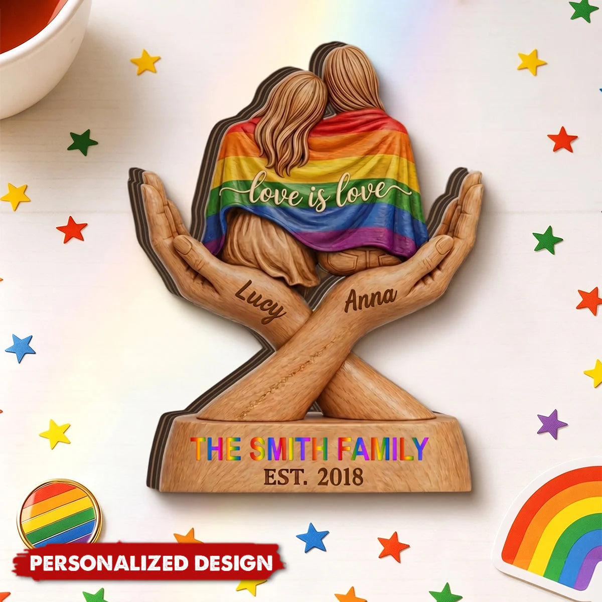 Personalized Pride Couple Wood Plaque personalization view for Couples